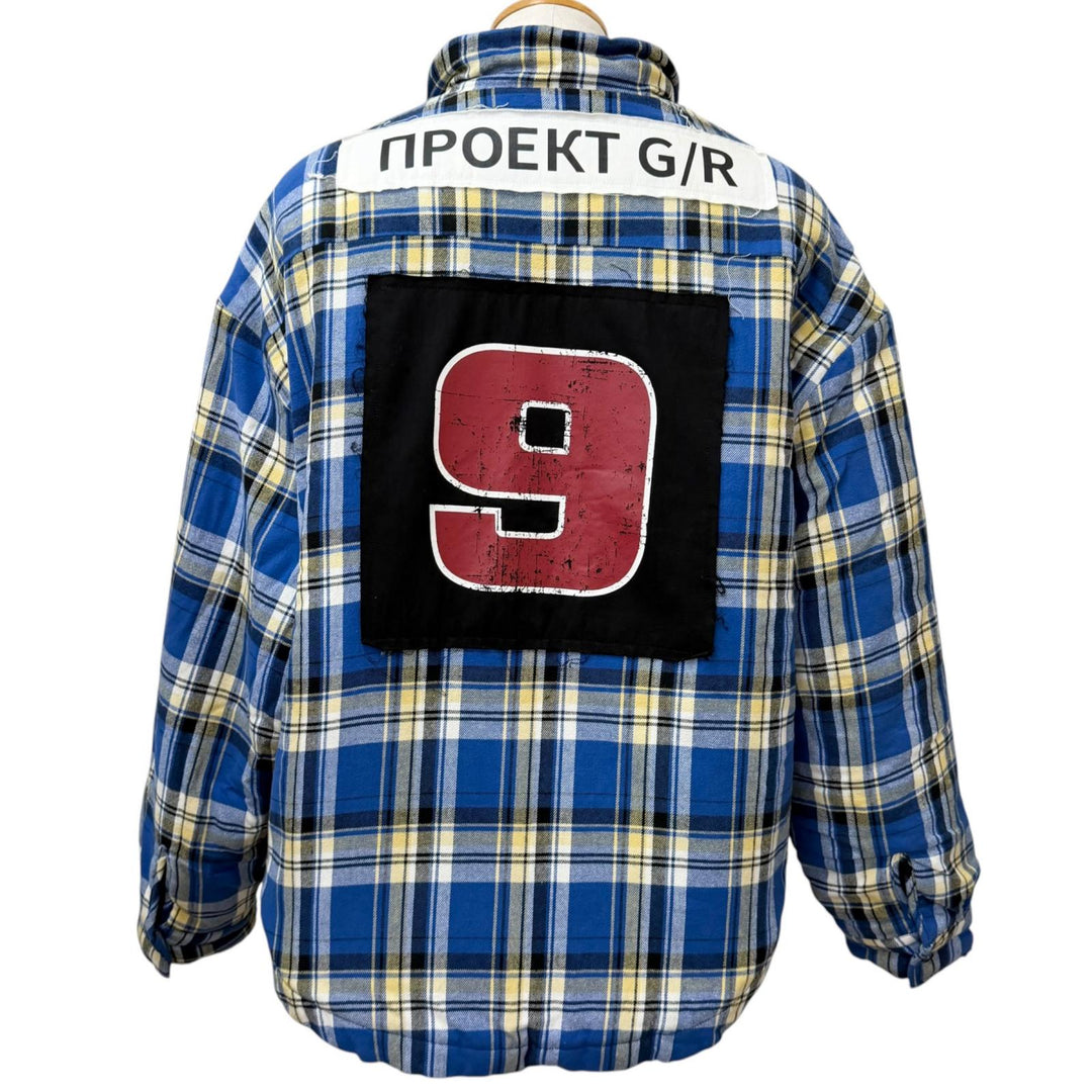 Great PROJECT GR Jacket Check Pattern Flannel Padded blue cotton mens 1