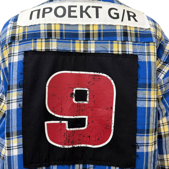 Great PROJECT GR Jacket Check Pattern Flannel Padded blue cotton mens 1