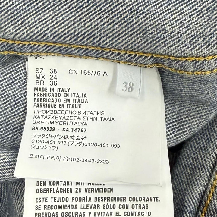 Pristine PRADA Denim Triangle logo aged finish jacket Indigo cotton 38 GFB337
