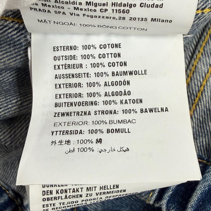 Pristine PRADA Denim Triangle logo aged finish jacket Indigo cotton 38 GFB337