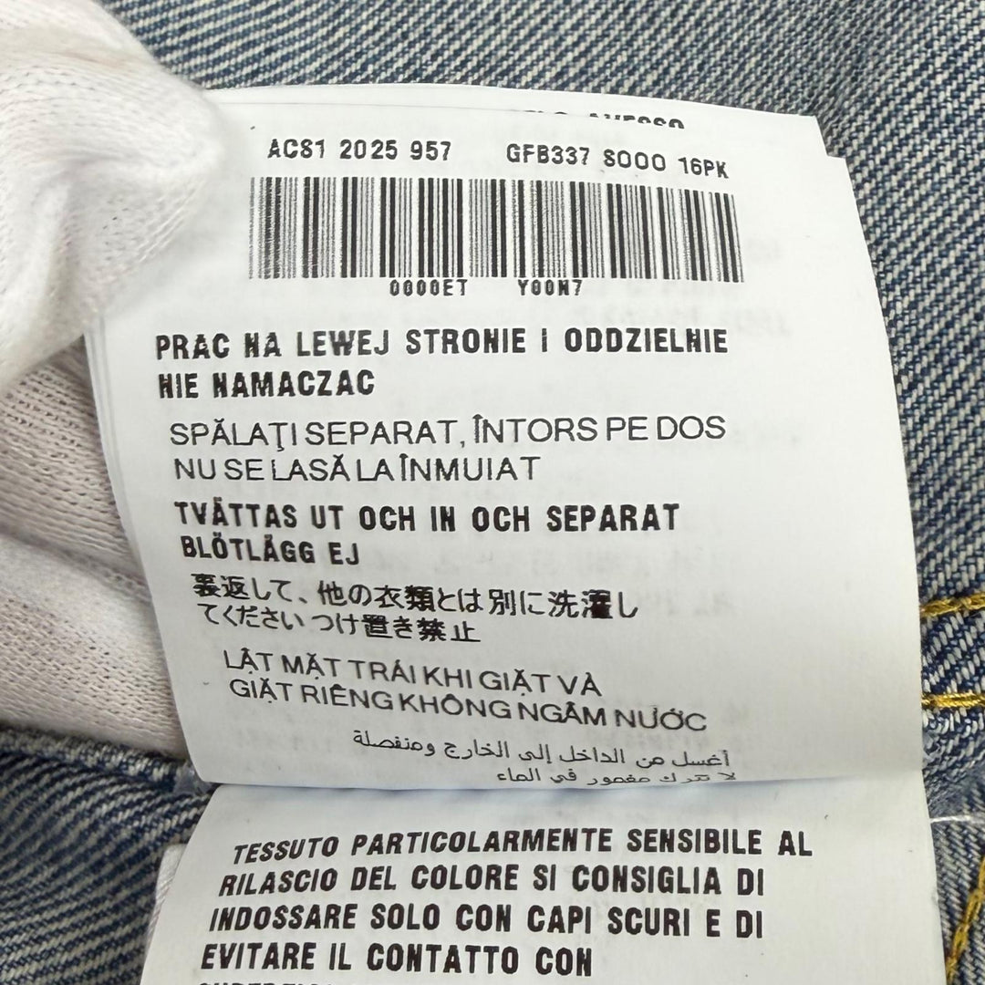 Pristine PRADA Denim Triangle logo aged finish jacket Indigo cotton 38 GFB337