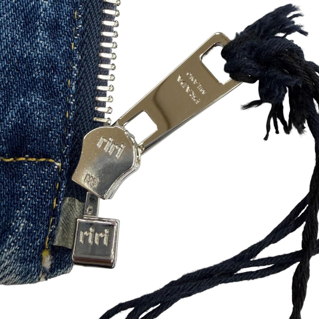 Pristine PRADA Denim Triangle logo aged finish jacket Indigo cotton 38 GFB337