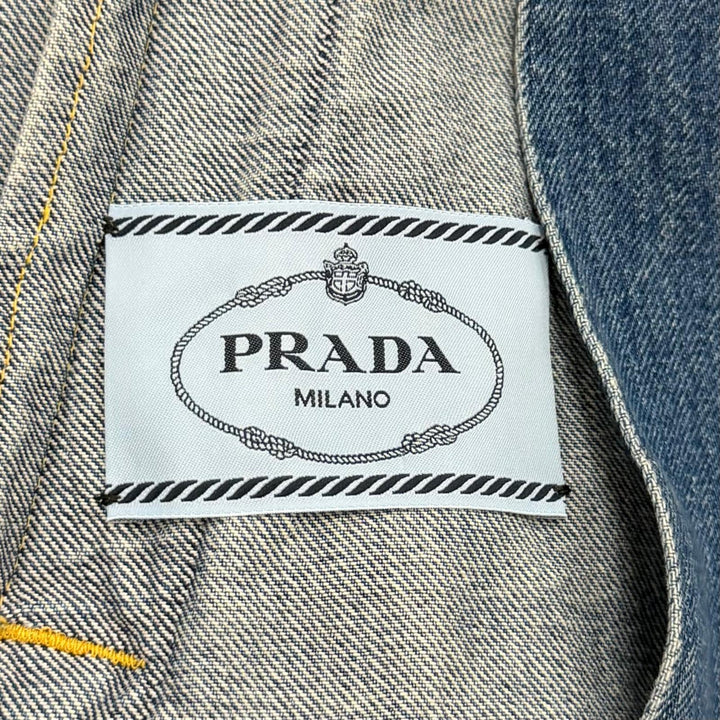 Pristine PRADA Denim Triangle logo aged finish jacket Indigo cotton 38 GFB337