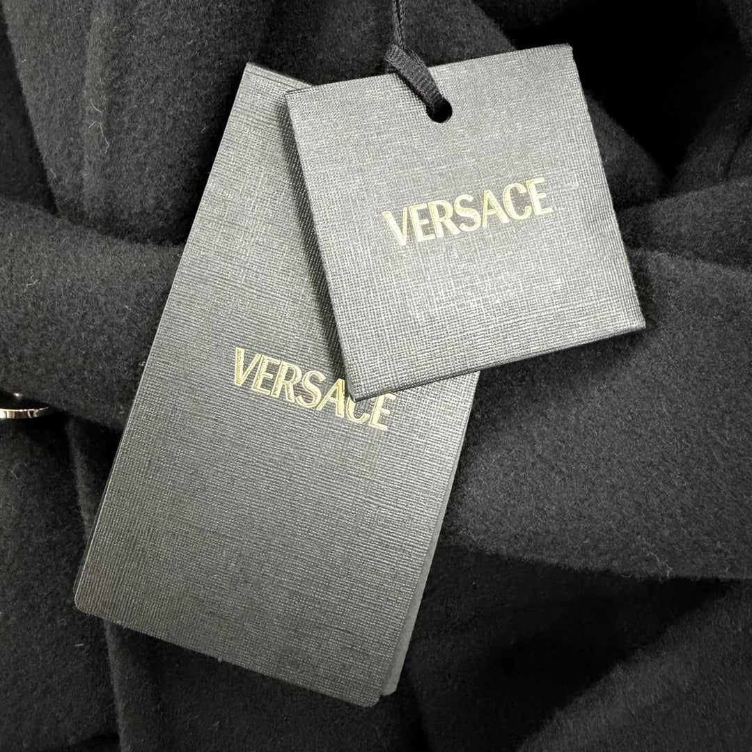 Pristine VERSACE coat Medusa Button black wool Women 36 1023041