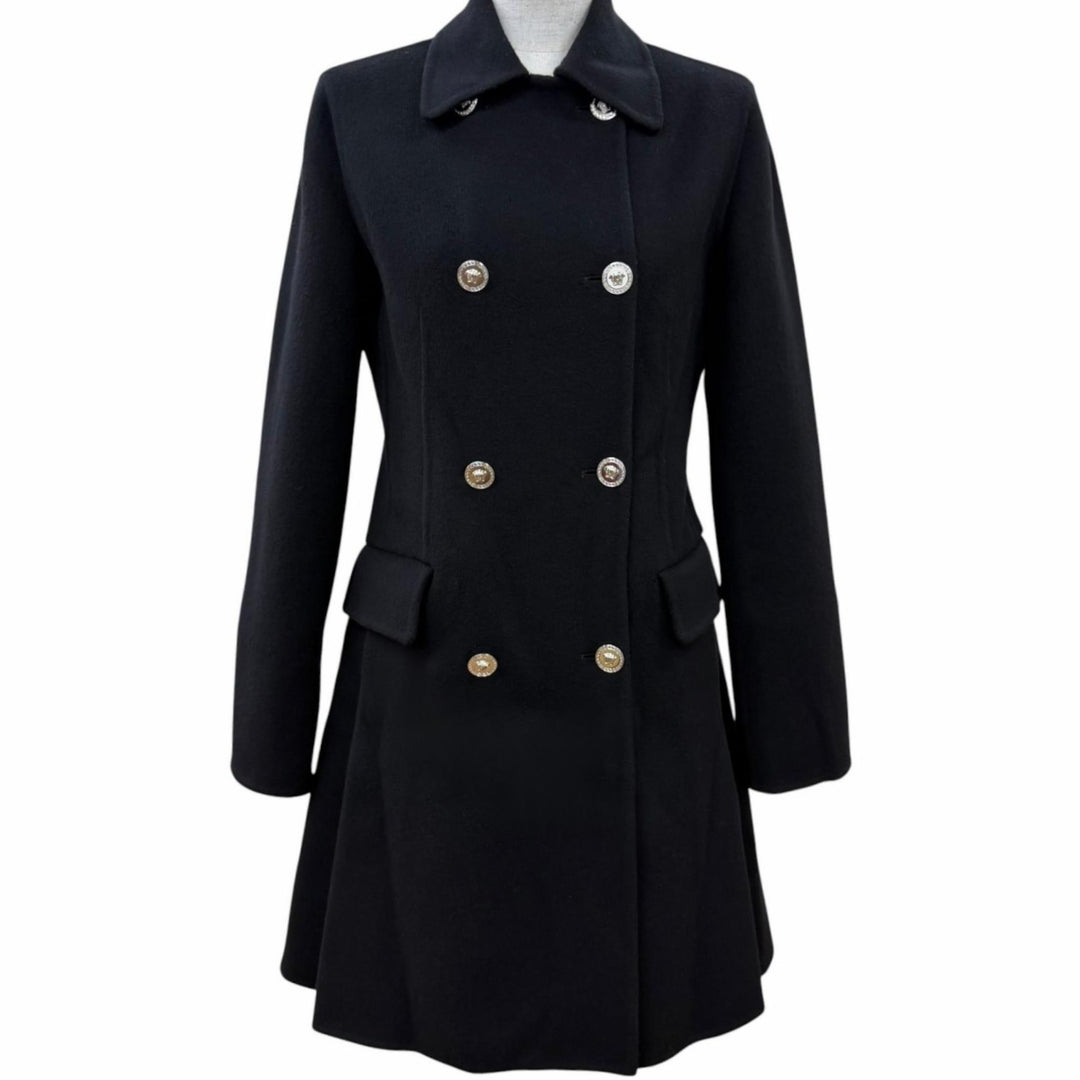 Pristine VERSACE coat Medusa Button black wool Women 36 1023041