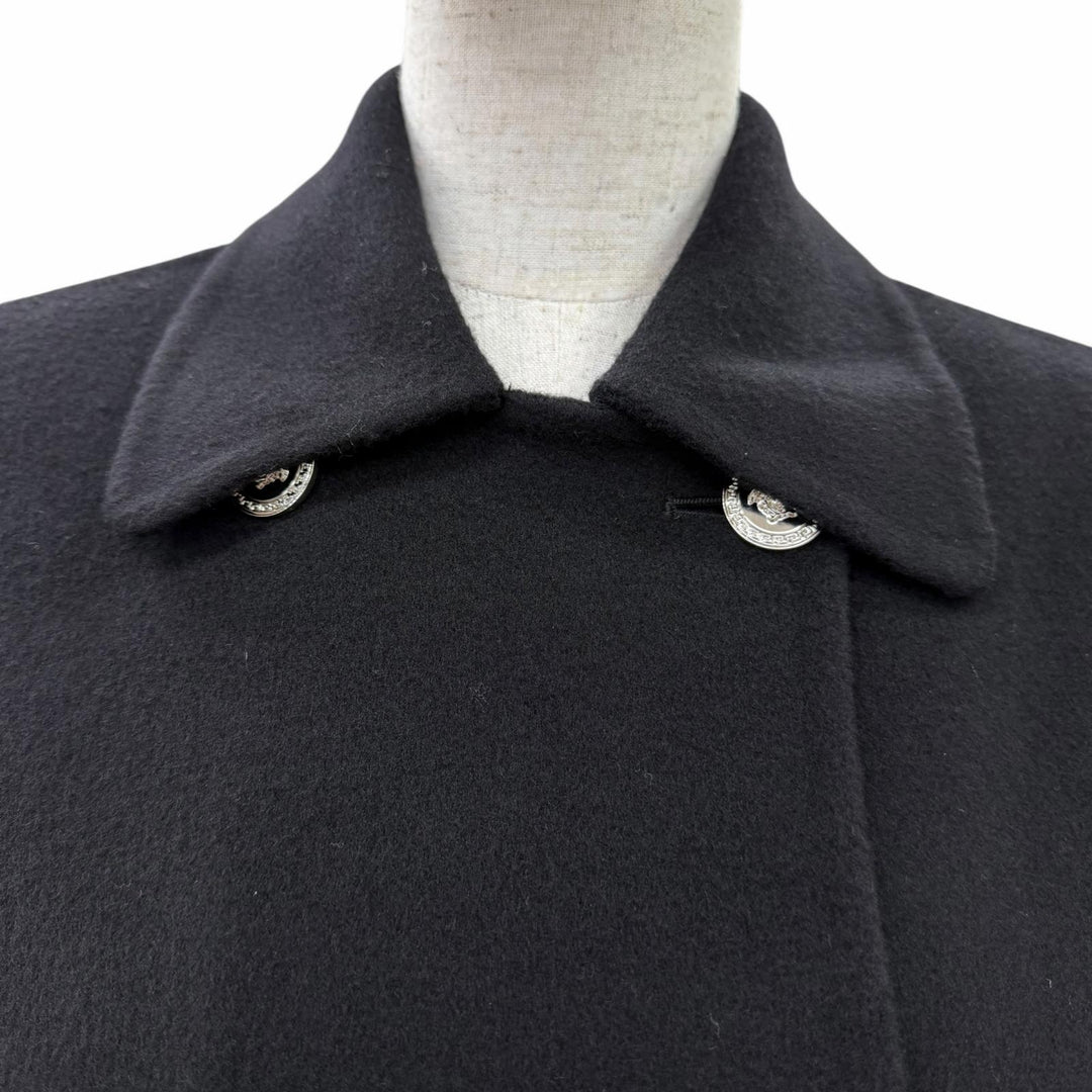 Pristine VERSACE coat Medusa Button black wool Women 36 1023041