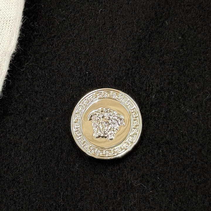 Pristine VERSACE coat Medusa Button black wool Women 36 1023041