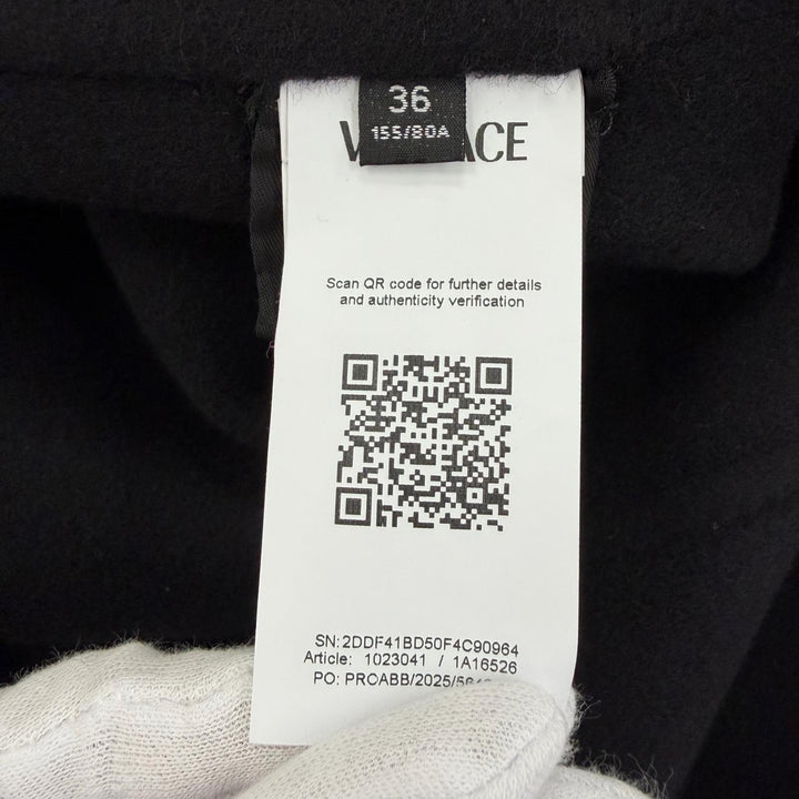 Pristine VERSACE coat Medusa Button black wool Women 36 1023041