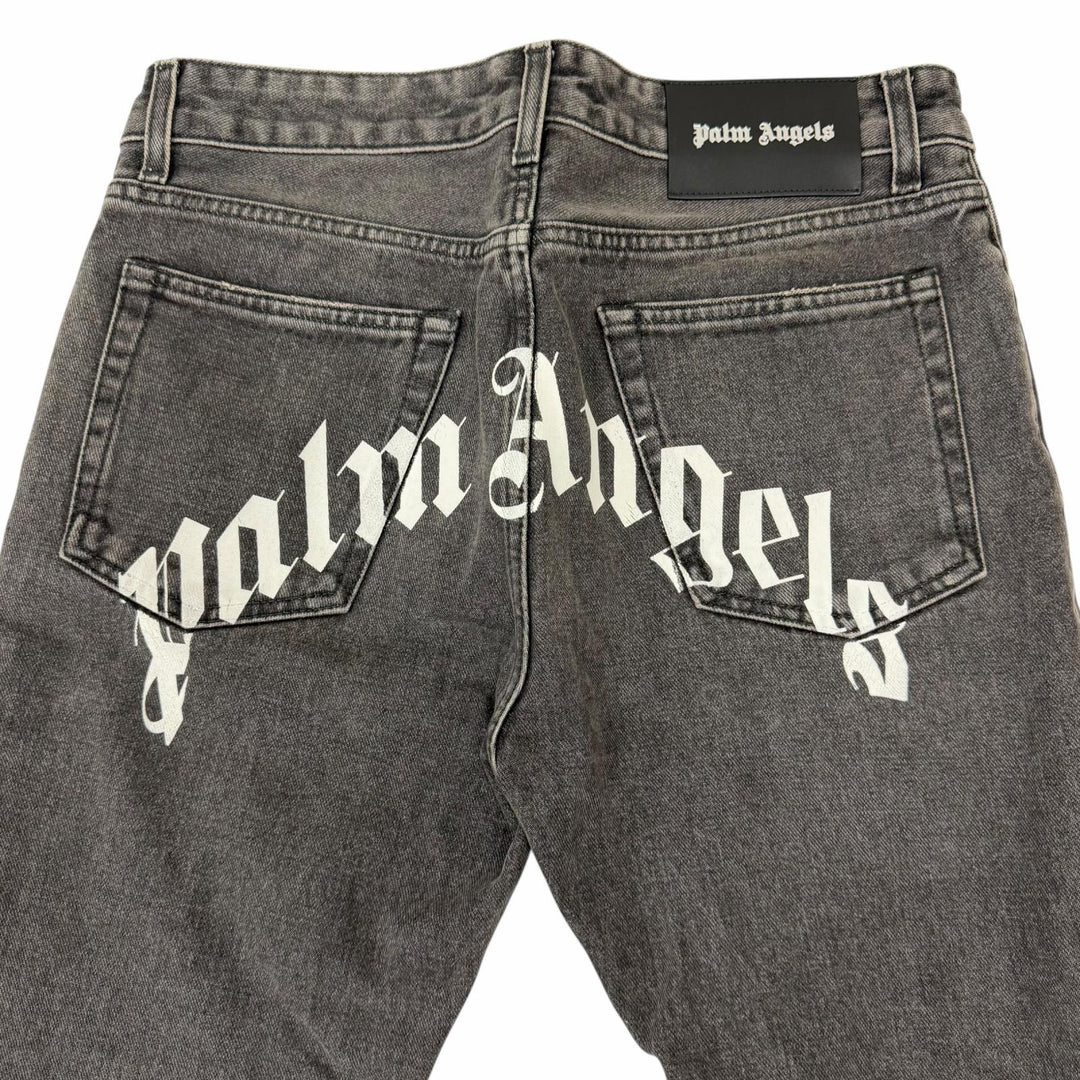 Discounted Great PALM ANGELS Denim pants Logo print gray cotton mens 29