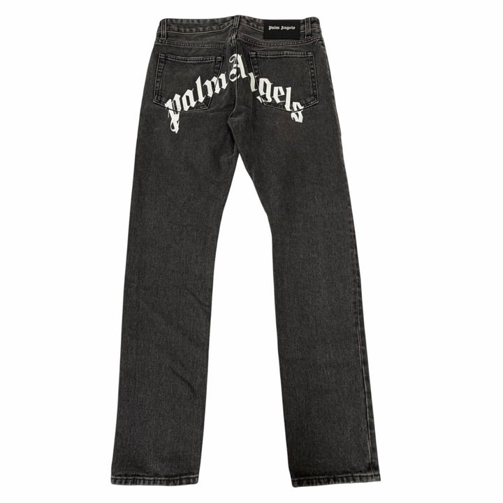 Discounted Great PALM ANGELS Denim pants Logo print gray cotton mens 29