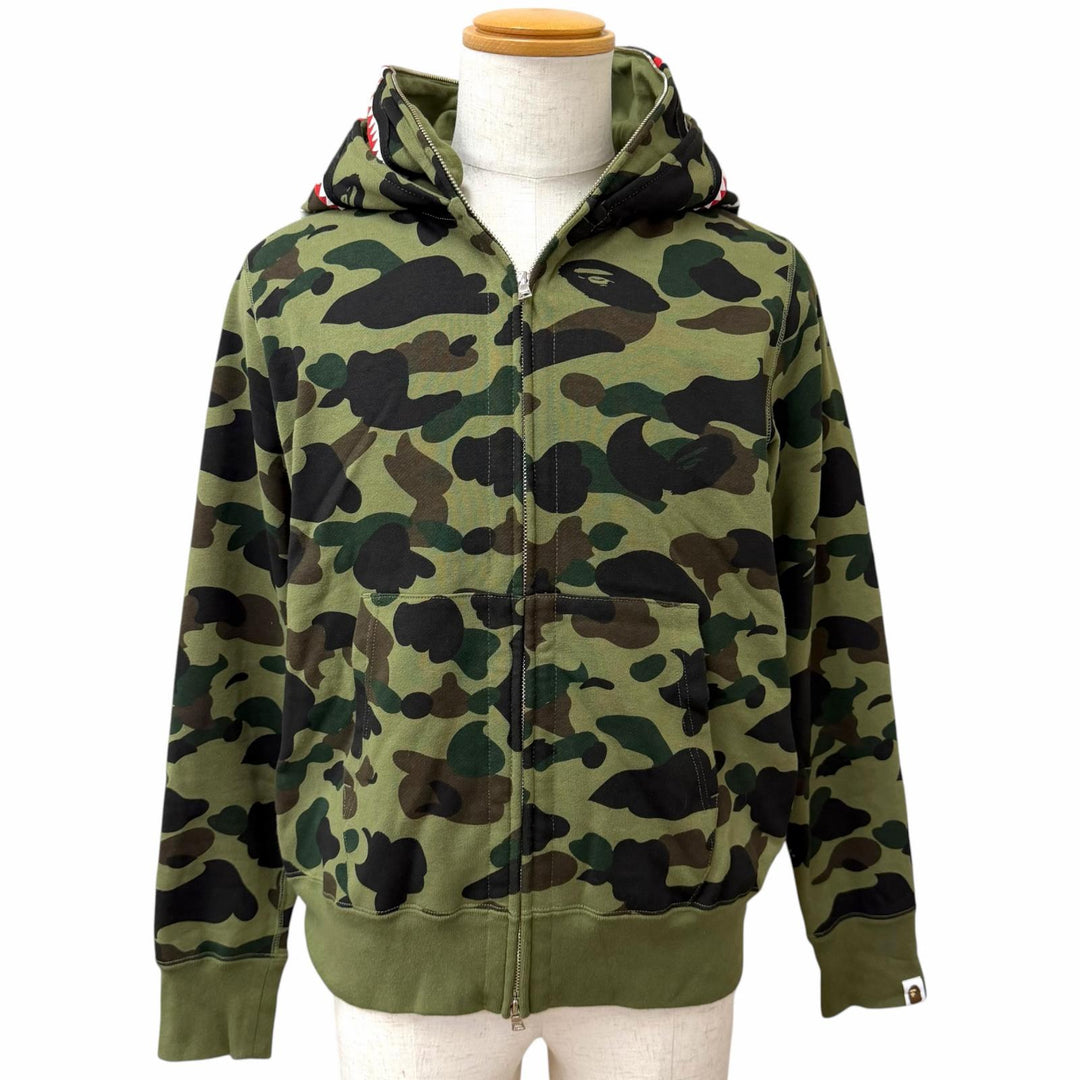 Discounted Great A BATHING APE hoodie SHARK HOODIE Camouflage Double Shark khaki
