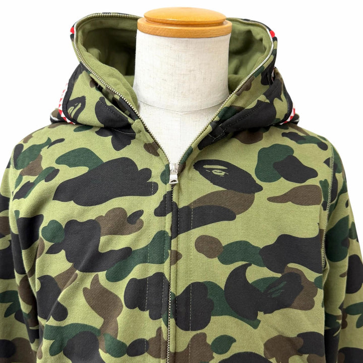Discounted Great A BATHING APE hoodie SHARK HOODIE Camouflage Double Shark khaki
