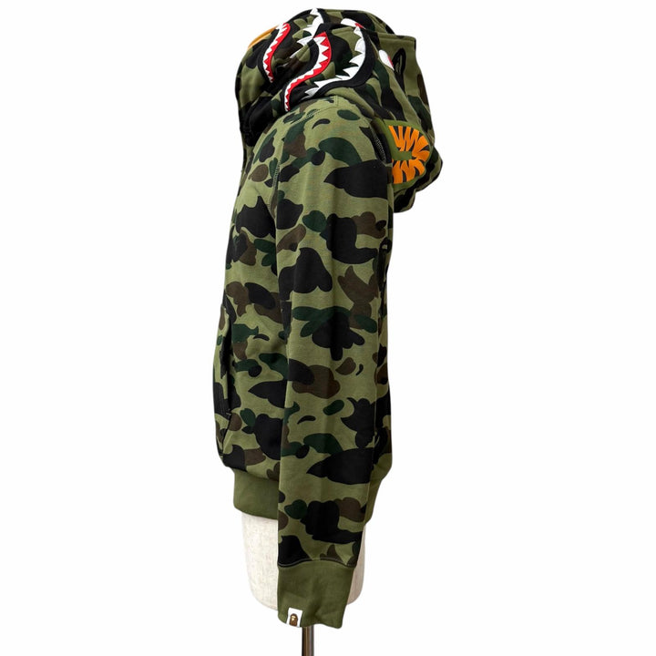 Discounted Great A BATHING APE hoodie SHARK HOODIE Camouflage Double Shark khaki