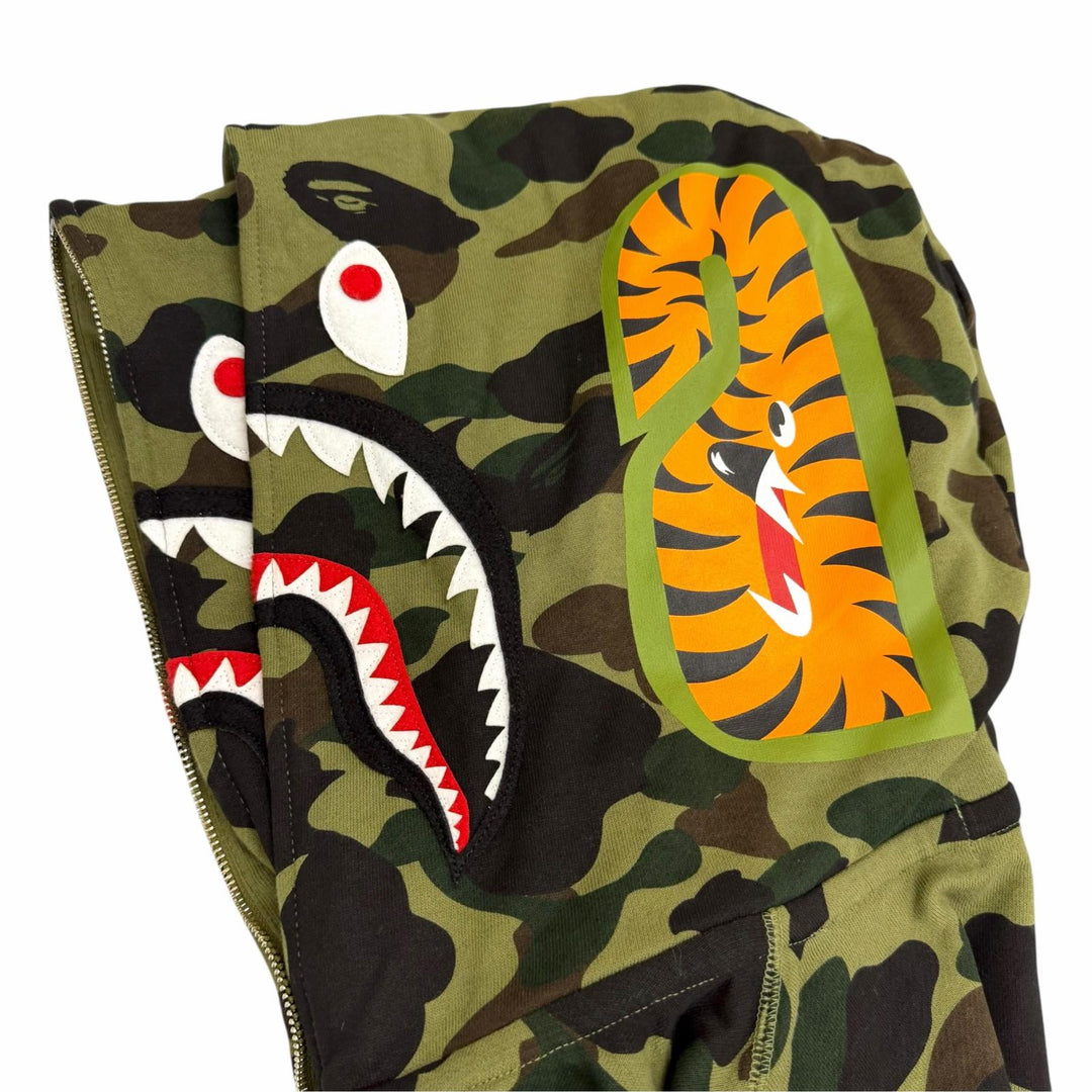 Discounted Great A BATHING APE hoodie SHARK HOODIE Camouflage Double Shark khaki