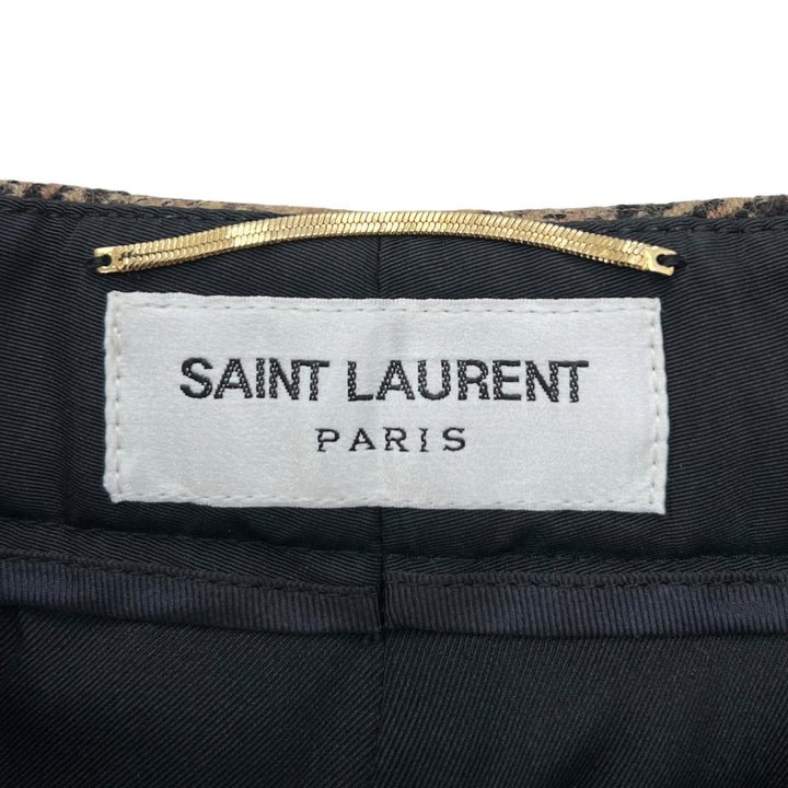 Excellent SAINT LAURENT PARIS Pants check half Brown wool Women IT 36 661318