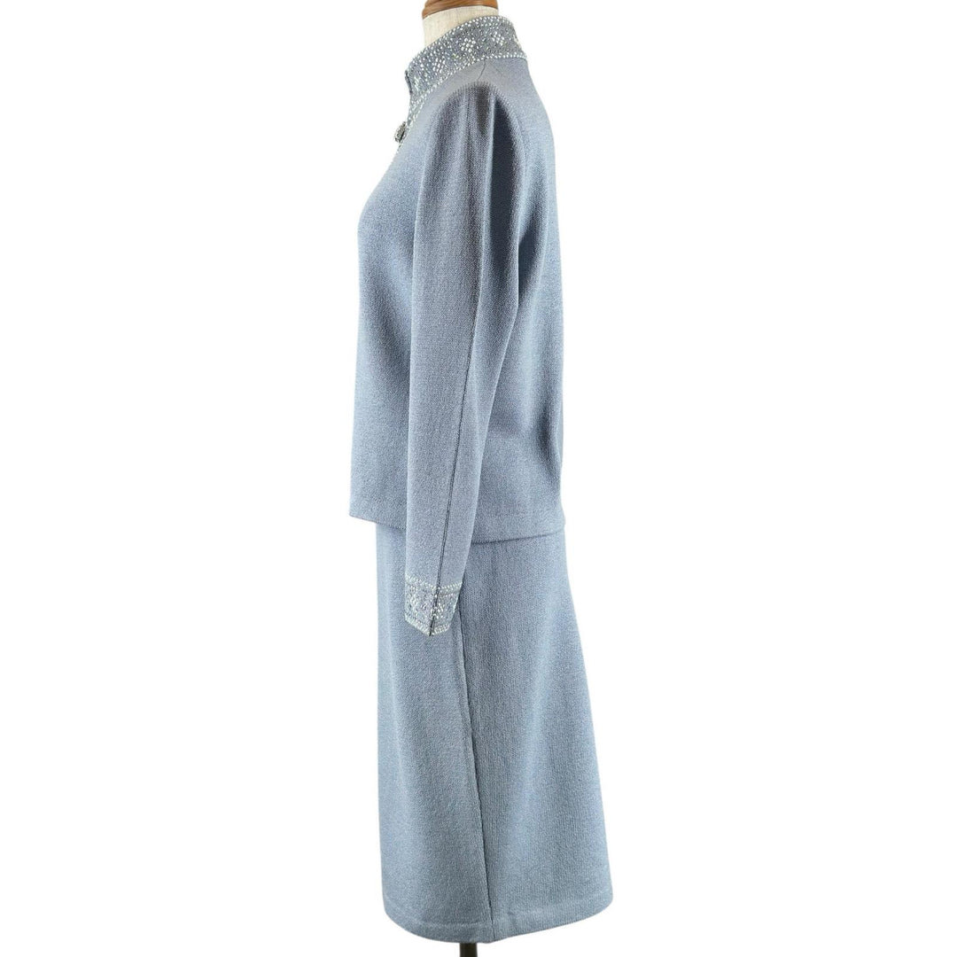 Great St. John two-piece set Rhinestone stand-collar jacket and skirt Women 2