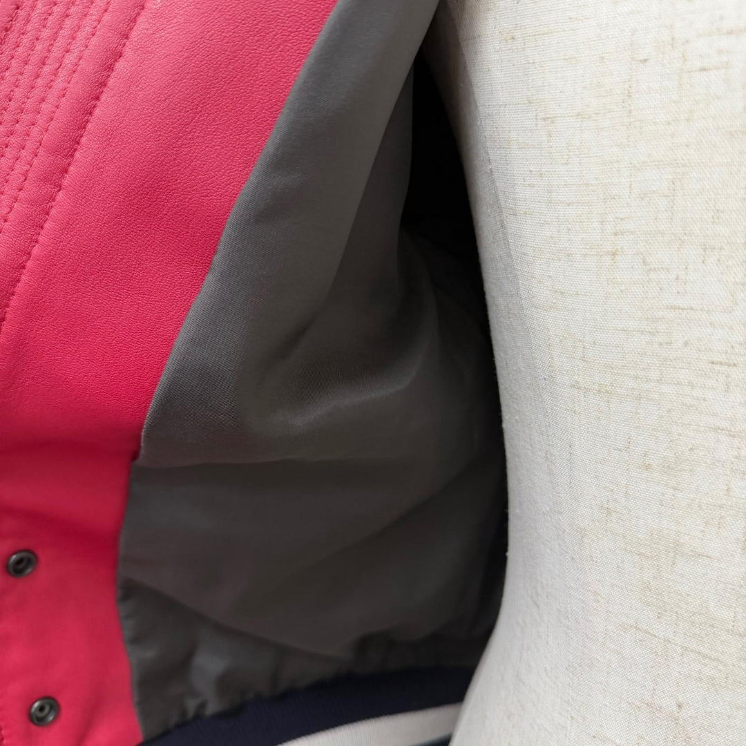 Great LANVIN Bomber jacket Luca Ossendriver Ruby red Lamb leather mens 48