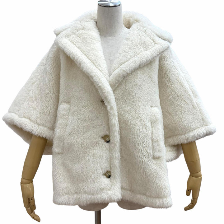 Excellent Max Mara poncho Teddy bear Cape white alpaca Women 24147311416