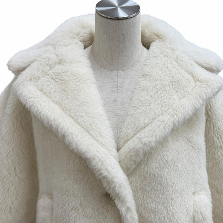 Excellent Max Mara poncho Teddy bear Cape white alpaca Women 24147311416