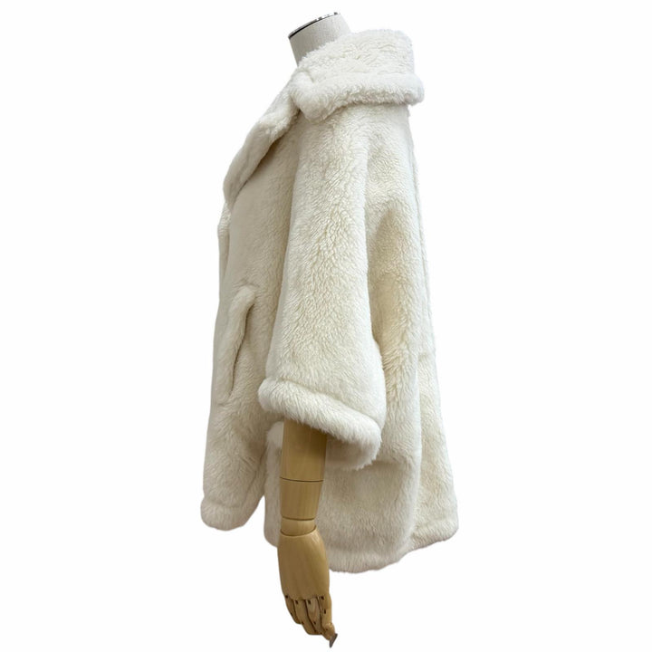 Excellent Max Mara poncho Teddy bear Cape white alpaca Women 24147311416