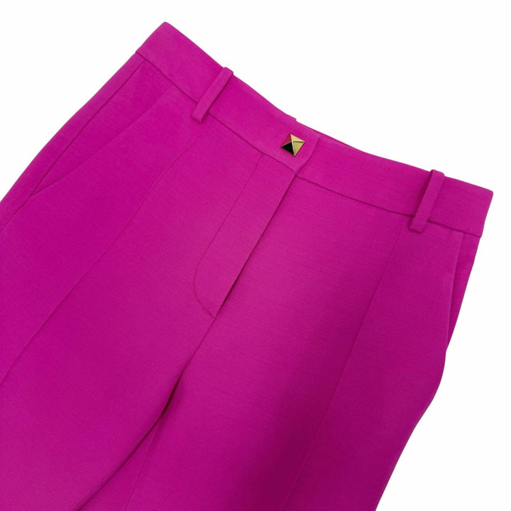 Excellent VALENTINO Rockstud Center-Pressed Flare Pants pink wool 36 2B3RB5601CF