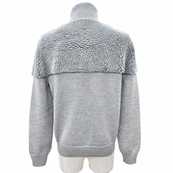 Excellent FENDI FF logo half-zip long-sleeved knit sweater with boa 44 FZC460