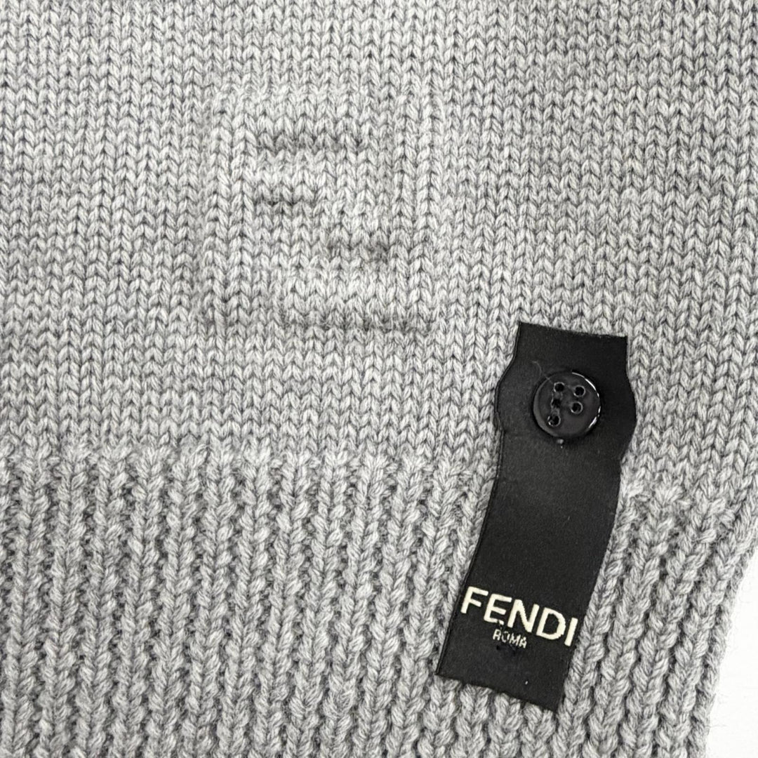 Excellent FENDI FF logo half-zip long-sleeved knit sweater with boa 44 FZC460