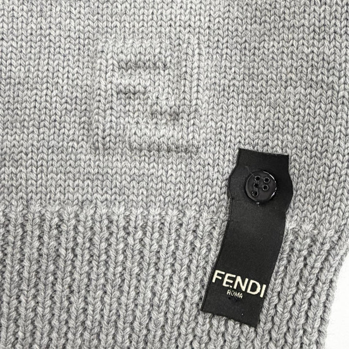 Excellent FENDI FF logo half-zip long-sleeved knit sweater with boa 44 FZC460