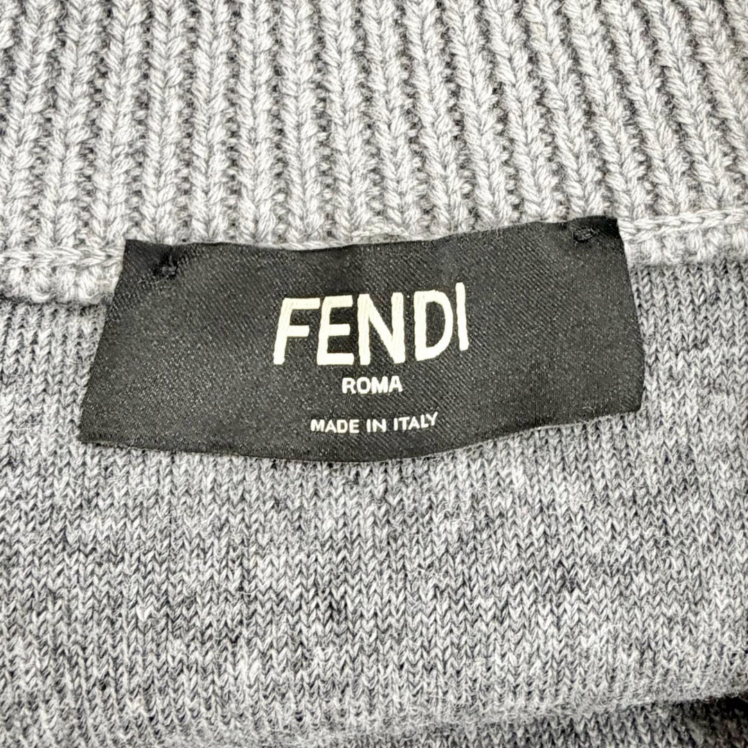 Excellent FENDI FF logo half-zip long-sleeved knit sweater with boa 44 FZC460