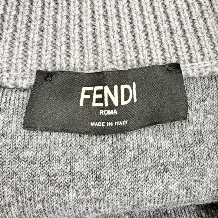 Excellent FENDI FF logo half-zip long-sleeved knit sweater with boa 44 FZC460
