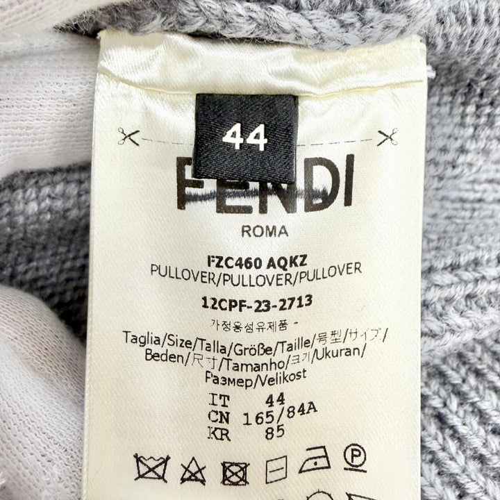 Excellent FENDI FF logo half-zip long-sleeved knit sweater with boa 44 FZC460