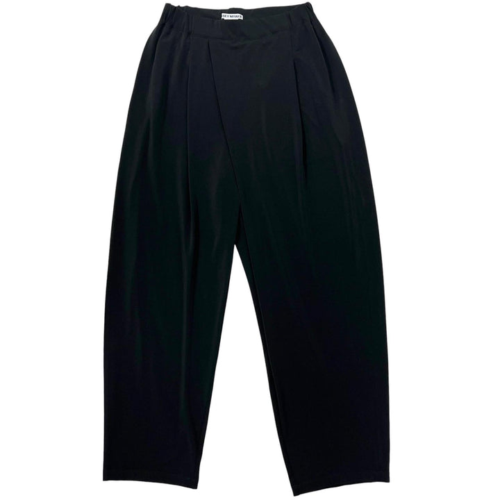 Excellent ISSEY MIYAKE Pants Tuck Wide black Triacetate Women 2 IM51JF725