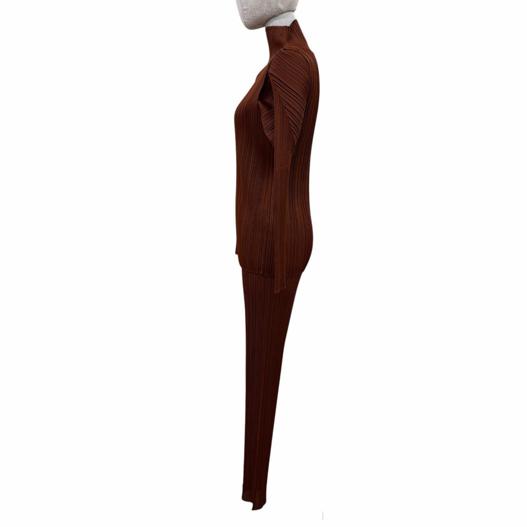 Excellent PLEATS PLEASE two-piece set Brown PP93-JK030/PP93-JK034/PP93-JF036
