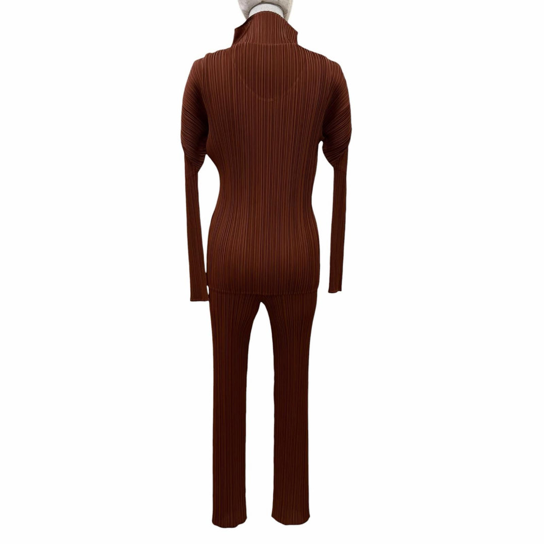 Excellent PLEATS PLEASE two-piece set Brown PP93-JK030/PP93-JK034/PP93-JF036