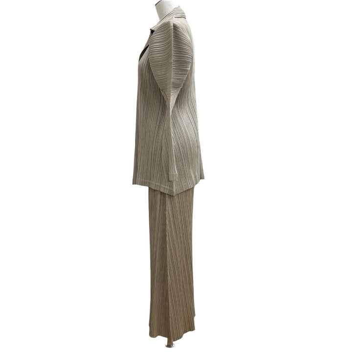 Excellent PLEATS PLEASE two-piece set Beige polyester PP23-JD501 PP14-JG694
