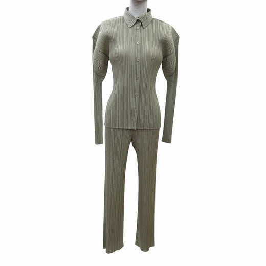 Excellent PLEATS PLEASE two-piece set green Women PP63-JJ301 PP03-JF404