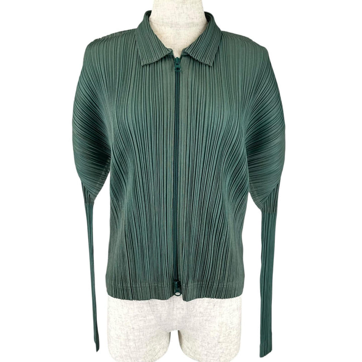 Excellent PLEATS PLEASE Jacket Zip up green polyester Women 3 PP14-JD572