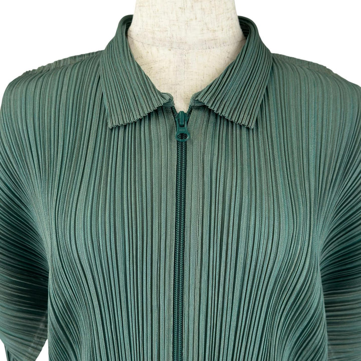 Excellent PLEATS PLEASE Jacket Zip up green polyester Women 3 PP14-JD572