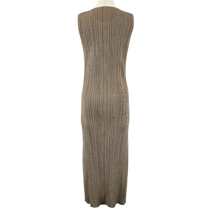 Excellent PLEATS PLEASE one piece No sleeve Brown polyester Women 4 PP14-JH266