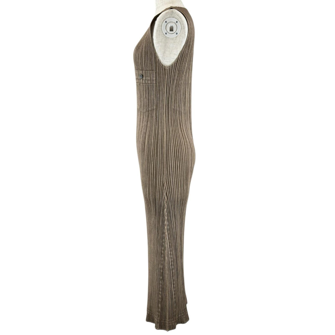 Excellent PLEATS PLEASE one piece No sleeve Brown polyester Women 4 PP14-JH266