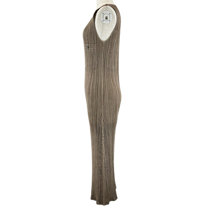 Excellent PLEATS PLEASE one piece No sleeve Brown polyester Women 4 PP14-JH266