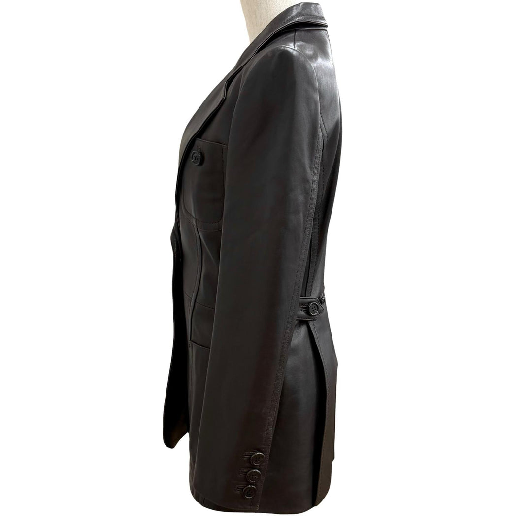 Excellent GIANFRANCO FERRE leather jacket Dark brown Sheep leather Women 40