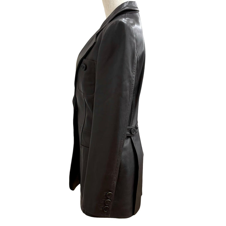 Excellent GIANFRANCO FERRE leather jacket Dark brown Sheep leather Women 40