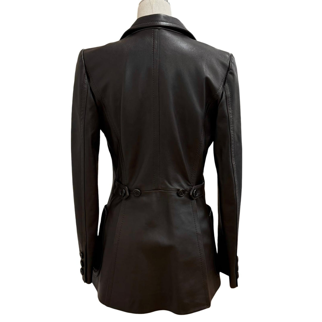 Excellent GIANFRANCO FERRE leather jacket Dark brown Sheep leather Women 40