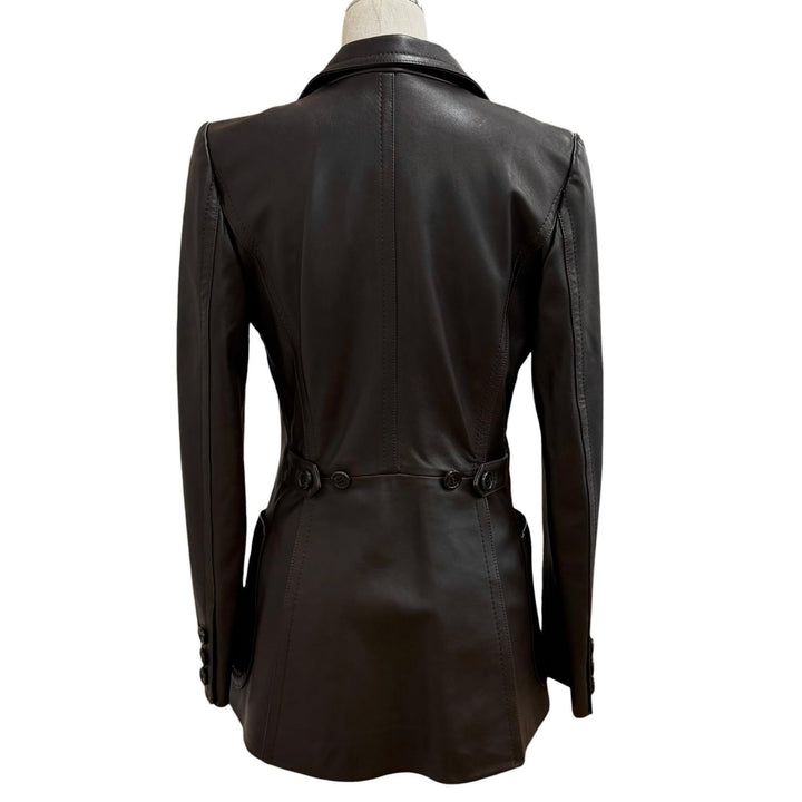 Excellent GIANFRANCO FERRE leather jacket Dark brown Sheep leather Women 40