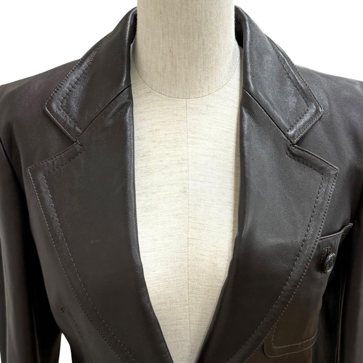 Excellent GIANFRANCO FERRE leather jacket Dark brown Sheep leather Women 40