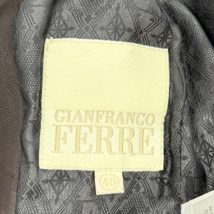 Excellent GIANFRANCO FERRE leather jacket Dark brown Sheep leather Women 40