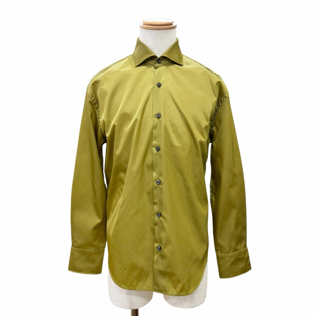 Great PRADA Long sleeve shirt Triangle logo Re-Nylon khaki mens 37 UCN572
