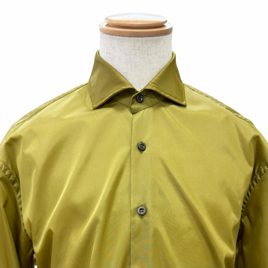 Great PRADA Long sleeve shirt Triangle logo Re-Nylon khaki mens 37 UCN572