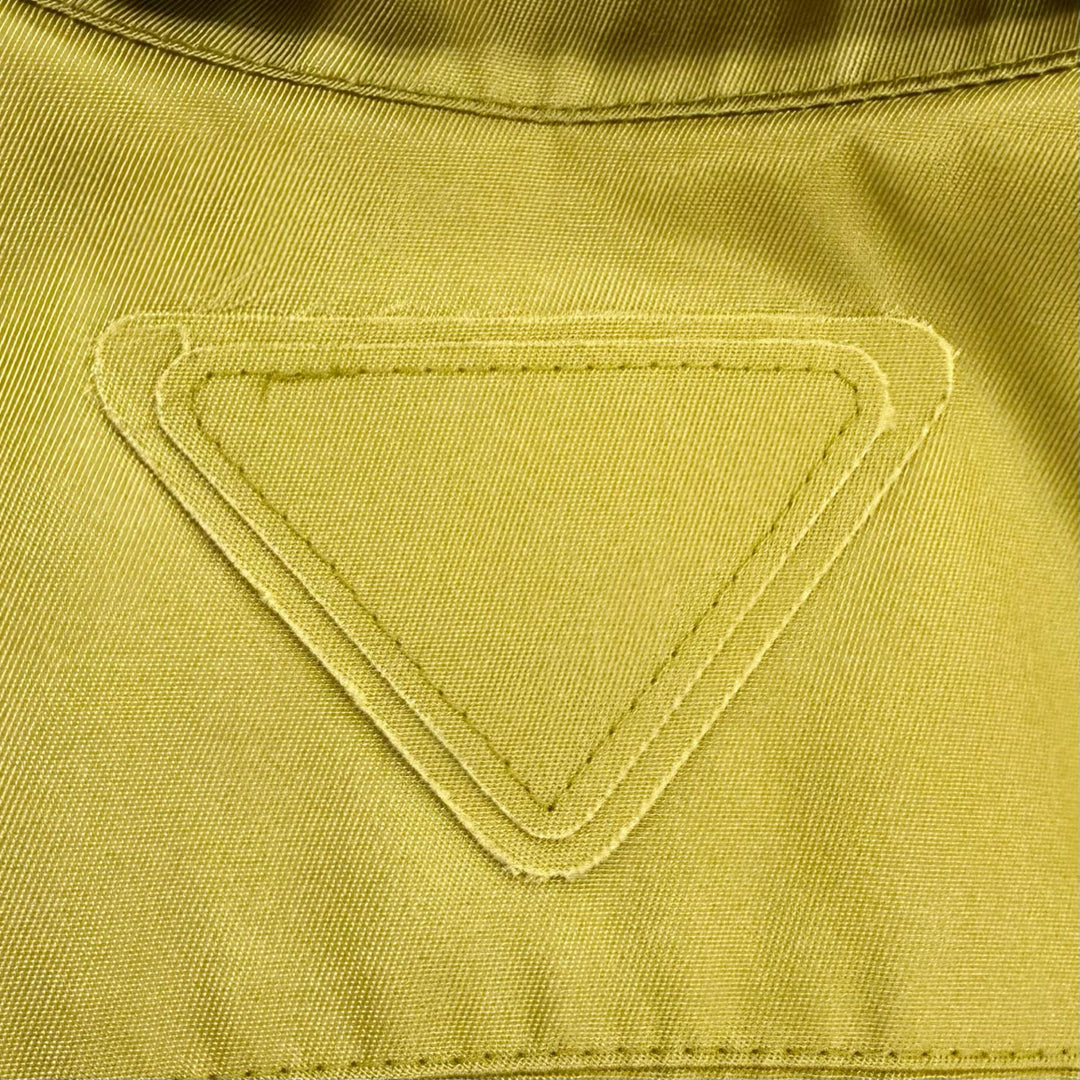 Great PRADA Long sleeve shirt Triangle logo Re-Nylon khaki mens 37 UCN572